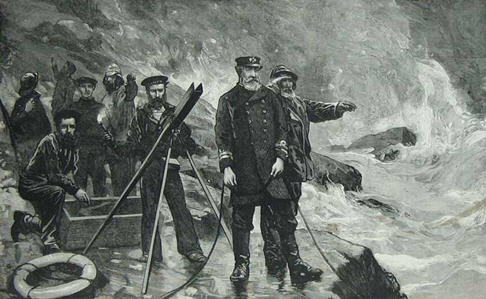 A Rocket Brigade crew in action, The Graphic, 1885 